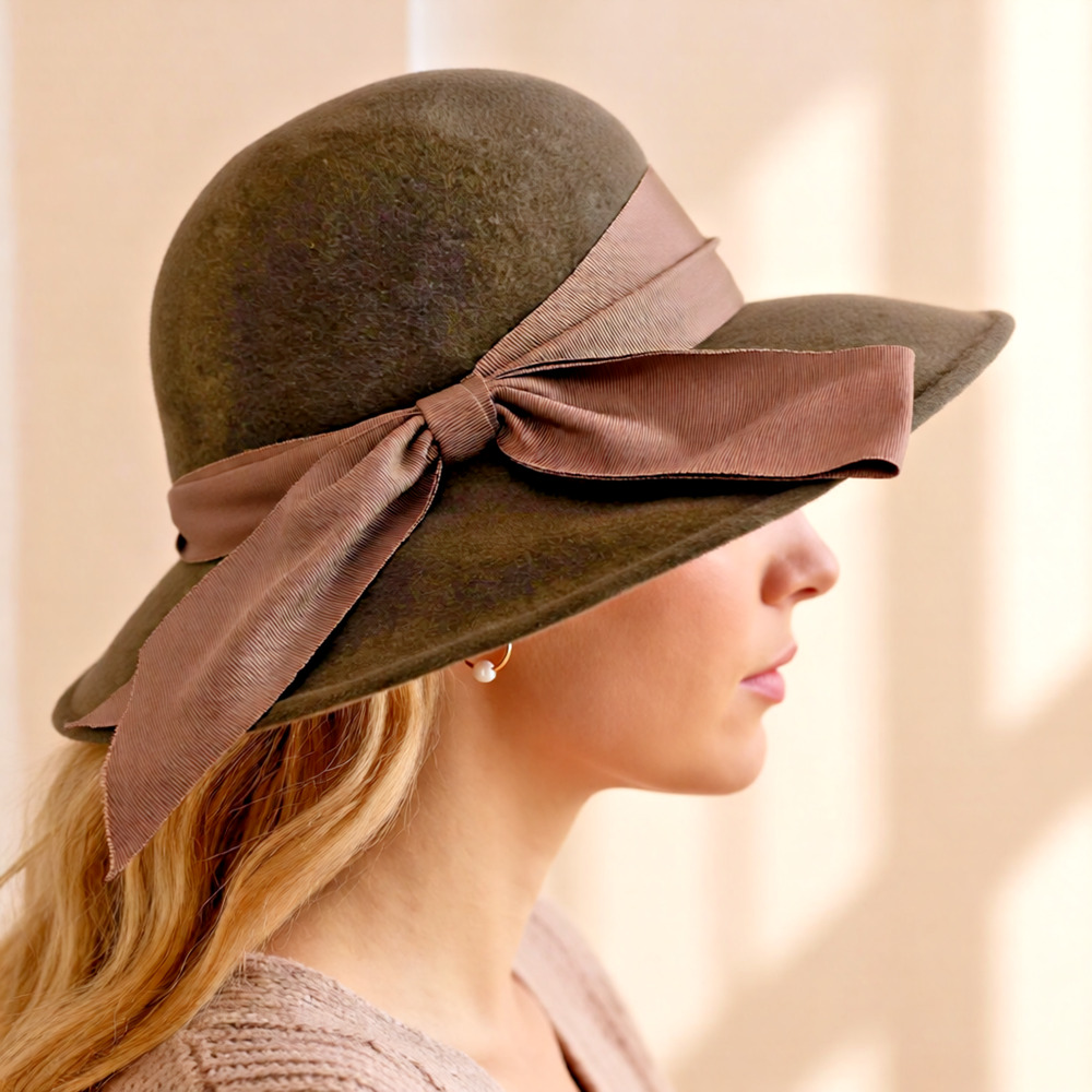 Vintage Therese Ahrens brown felted wool hat with bow